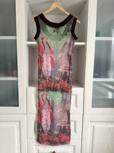 Load image into Gallery viewer, Back view of Jean Paul Gaultier Hindu Goddess two-piece mesh dress