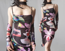 Load image into Gallery viewer, Jean Paul Gaultier Maille Orchid Print 3 Piece Mesh Dress Set