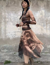 Load image into Gallery viewer, Side view of Jean Paul Gaultier Le Musée Creation of Adam fitted mesh dress
