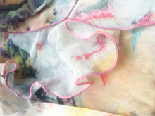 Load image into Gallery viewer, Jean Paul Gaultier vintage mesh dress detail with sheer floral fabric and pink ruffle trim
