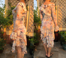 Load image into Gallery viewer, Vintage Jean Paul Gaultier mesh dress on a plus size model, back and side view