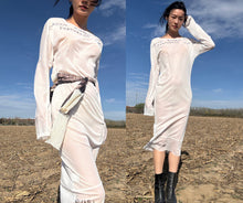 Load image into Gallery viewer, Ann Demeulemeester SS2000 Runway Text Print Kaftan Dress