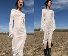Load image into Gallery viewer, Ann Demeulemeester SS2000 Runway Text Print Kaftan Dress