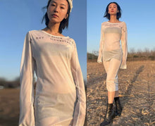 Load image into Gallery viewer, Ann Demeulemeester SS2000 Runway Text Print Kaftan Dress
