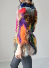 Load image into Gallery viewer, Vintage Patched Fox Fur Colorful Coat