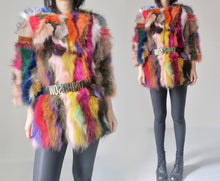 Load image into Gallery viewer, Vintage Patched Fox Fur Colorful Coat