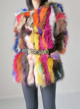 Load image into Gallery viewer, Vintage Patched Fox Fur Colorful Coat