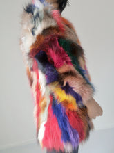 Load image into Gallery viewer, Vintage Patched Fox Fur Colorful Coat