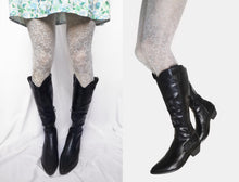 Load image into Gallery viewer, Vintage Black Faux Leather Boots