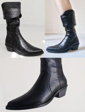 Load image into Gallery viewer, Vintage Black Faux Leather Boots