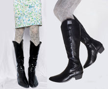 Load image into Gallery viewer, Vintage Black Faux Leather Boots