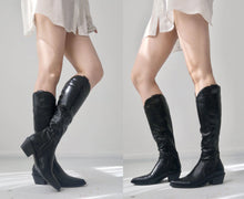 Load image into Gallery viewer, Vintage Black Faux Leather Boots
