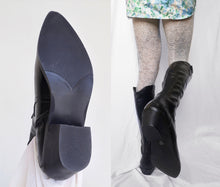 Load image into Gallery viewer, Vintage Black Faux Leather Boots