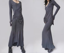 Load image into Gallery viewer, Vintage Smoke Ash Ruched Dress Set