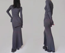 Load image into Gallery viewer, Vintage Smoke Ash Ruched Dress Set