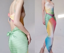 Load image into Gallery viewer, Vintage Rainbow Gradient Silk Patched Spaghetti Slip Dress