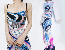 Load image into Gallery viewer, Vintage Cobalt Silk Print PatchedDress