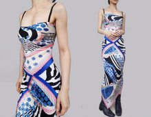 Load image into Gallery viewer, Vintage Cobalt Silk Print PatchedDress