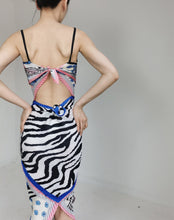Load image into Gallery viewer, Vintage Cobalt Silk Print PatchedDress