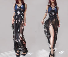 Load image into Gallery viewer, Vintage Alexander Mcqueen Silk Skull Black Wrap Dress