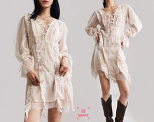 Load image into Gallery viewer, Vintage Ruffle Victorian Pirate Chiffon Dress