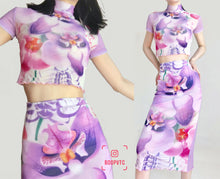 Load image into Gallery viewer, Vintage Sunset Mesh Y2K Tulip Print Dress