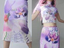 Load image into Gallery viewer, Vintage Sunset Mesh Y2K Tulip Print Dress
