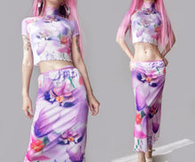 Load image into Gallery viewer, Vintage Sunset Mesh Y2K Tulip Print Dress