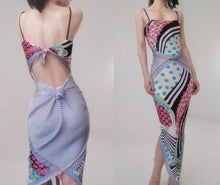Load image into Gallery viewer, Vintage Futuristic Gradient Silk Patched Spaghetti Slip Dress