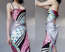 Load image into Gallery viewer, Vintage Futuristic Gradient Silk Patched Spaghetti Slip Dress