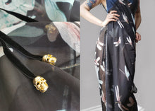 Load image into Gallery viewer, Vintage Alexander Mcqueen Silk Skull Black Wrap Dress
