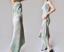 Load image into Gallery viewer, Vintage Emerald Silk Patched Futuristic Dress
