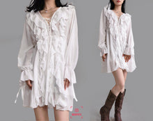 Load image into Gallery viewer, Vintage Ruffle Victorian Pirate Chiffon Dress