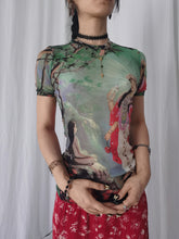 Load image into Gallery viewer, Vintage Jean Paul Gaultier 1998 Hindu Goddess Green Mesh Top
