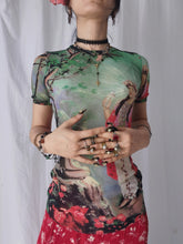 Load image into Gallery viewer, Vintage Jean Paul Gaultier 1998 Hindu Goddess Green Mesh Top
