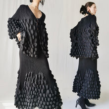 Load image into Gallery viewer, Issey Miyake black bubble top skirt dress set
