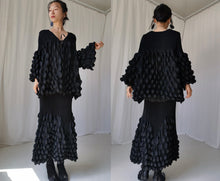 Load image into Gallery viewer, Issey Miyake black bubble top skirt dress set
