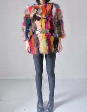 Load image into Gallery viewer, Vintage Patched Fox Fur Colorful Coat
