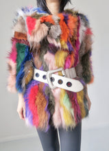 Load image into Gallery viewer, Vintage Patched Fox Fur Colorful Coat
