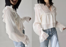 Load image into Gallery viewer, Vintage Silk Victorian White Top
