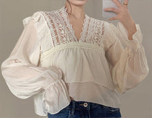 Load image into Gallery viewer, Vintage Silk Victorian White Top
