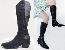 Load image into Gallery viewer, Vintage Black Faux Leather Boots
