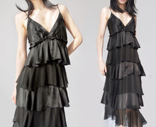 Load image into Gallery viewer, Vintage Silk Black Cake Layering Flowy Dress
