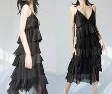 Load image into Gallery viewer, Vintage Silk Black Cake Layering Flowy Dress
