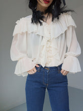 Load image into Gallery viewer, Vintage White Ruffle Victorian Pirate Top
