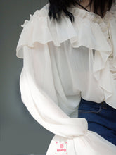 Load image into Gallery viewer, Vintage White Ruffle Victorian Pirate Top
