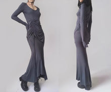 Load image into Gallery viewer, Vintage Smoke Ash Ruched Dress Set

