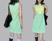 Load image into Gallery viewer, Vintage Plaid Lime Cop Copine Cotton Preppy Dress
