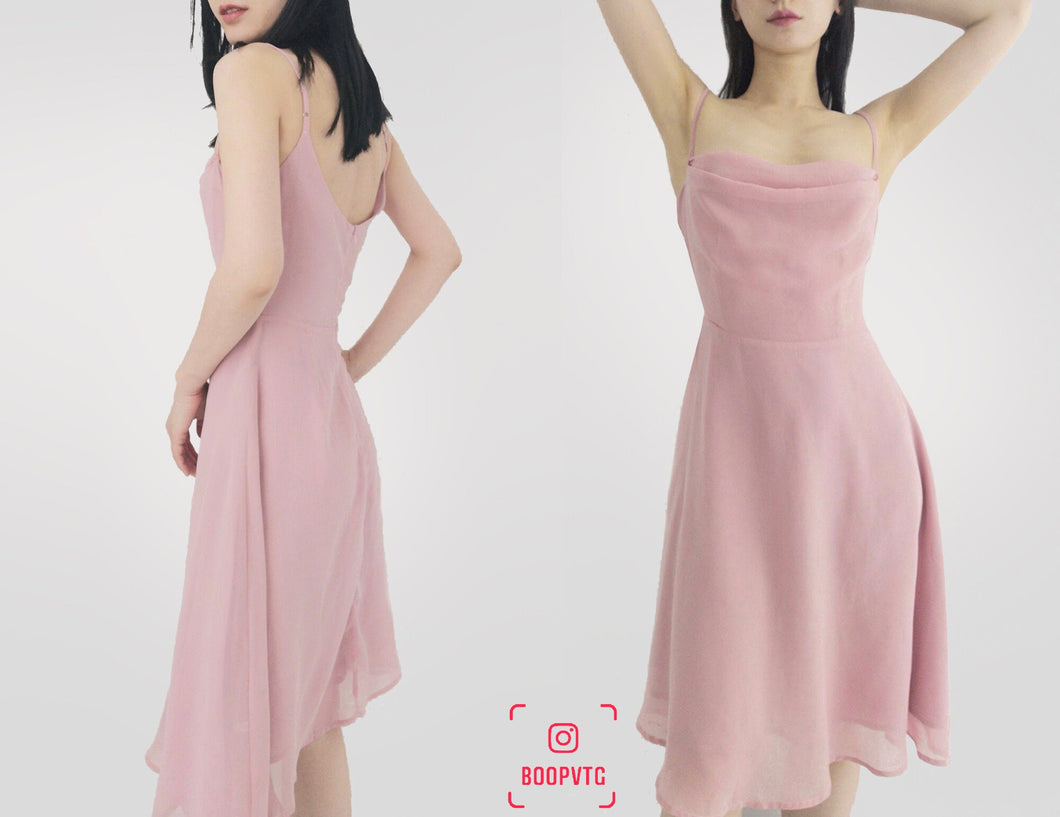 Vintage Dusty Pink Chiffon Flowy Dress