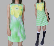 Load image into Gallery viewer, Vintage Plaid Lime Cop Copine Cotton Preppy Dress
